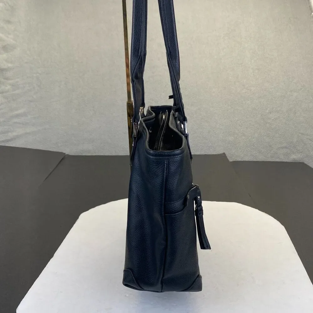 Rosetti Large Tote Shoulder Bag Purse,Black Leather